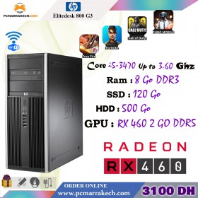 Hp Core i5-3470 UpTo 3.60 Ghz 8Go 120 Go SSD 500 Go Rx 460 2Go