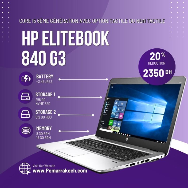 Hp Elitebook 840 G3 Core i5-6300U 8Go 256 Go SSD